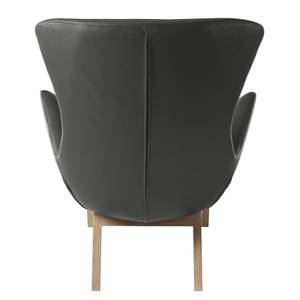 Fauteuil Hepburn I echt leer - Echt leer Neka: Grijs - Lichte eikenhouten