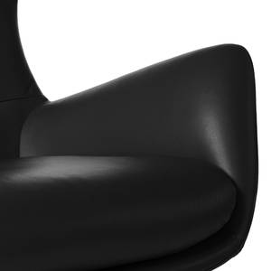 Fauteuil HEPBURN met houten pootjes echt leer - Echt leer Neka: Zwart - Donkere eikenhout