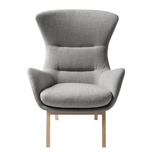 Fauteuil HEPBURN met houten pootjes geweven stof - Geweven stof Milan: Lichtgrijs - Lichte eikenhouten