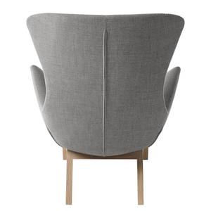 Fauteuil HEPBURN met houten pootjes geweven stof - Geweven stof Milan: Lichtgrijs - Lichte eikenhouten