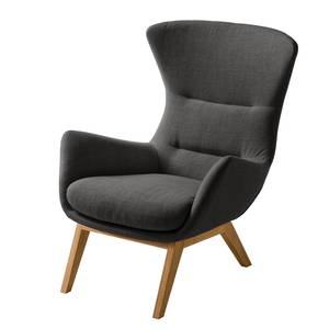 Fauteuil Hepburn I Tissu - Chêne - Tissu Milan Anthracite - Tissu Milan : Anthracite - Chêne foncé