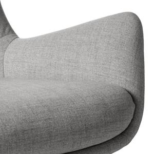 Fauteuil HEPBURN met houten pootjes geweven stof - Geweven stof Milan: Lichtgrijs - Zwart