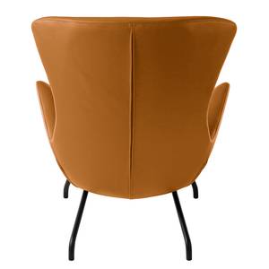 Fauteuil Hepburn II Cuir véritable - Noir - Cuir véritable Neka Cognac - Cuir véritable Neka : Cognac - Noir