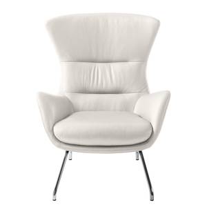 Fauteuil Hepburn II Cuir véritable - Cuir véritable Neka : Blanc - Chrome brillant