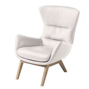 Fauteuil Hepburn I echt leer - Echt leer Neka: Wit - Lichte eikenhouten