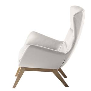 Fauteuil Hepburn I echt leer - Echt leer Neka: Wit - Lichte eikenhouten