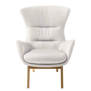 Fauteuil Hepburn I echt leer - Echt leer Neka: Wit - Donkere eikenhout