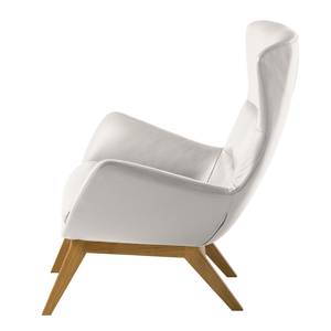 Fauteuil Hepburn I echt leer - Echt leer Neka: Wit - Donkere eikenhout