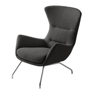 Sessel Hepburn II Webstoff Milan: Anthrazit - Chrom glänzend