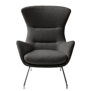 Fauteuil Hepburn II Tissu - Tissu Milan : Anthracite - Chrome brillant