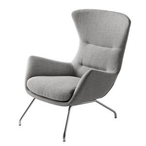 Fauteuil Hepburn II Tissu - Tissu Milan : Gris clair - Chrome brillant