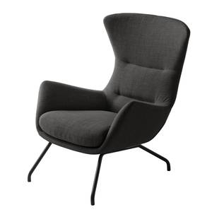 Fauteuil Hepburn II Tissu - Tissu Milan : Anthracite - Noir