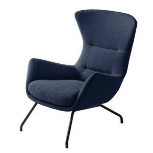 Fauteuil Hepburn II Tissu - Tissu Milan : Bleu foncé - Noir