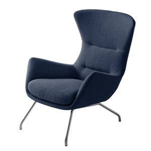 Sessel Hepburn II Webstoff Milan: Dunkelblau - Chrom matt