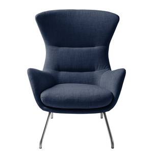 Sessel Hepburn II Webstoff Milan: Dunkelblau - Chrom matt