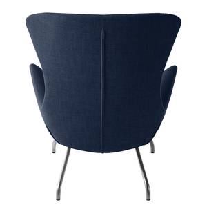 Sessel Hepburn II Webstoff - Webstoff Milan: Dunkelblau - Chrom matt