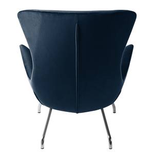 Fauteuil Hepburn II Velours - Chrome - Tissu Shyla Bleu foncé - Velours Shyla: Bleu foncé - Chrome brillant