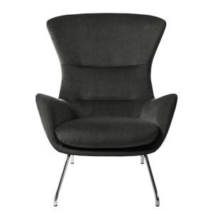 Fauteuil Hepburn II Velours - Chrome - Tissu Shyla Vert de gris - Velours Shyla: Vert de gris - Chrome brillant