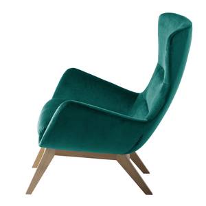 Fauteuil Hepburn I Velours - Chêne clair - Tissu Shyla Pétrol - Velours Shyla: Pétrol - Chêne clair