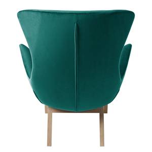 Fauteuil Hepburn I Velours - Chêne clair - Tissu Shyla Pétrol - Velours Shyla: Pétrol - Chêne clair