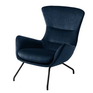 Fauteuil Hepburn III fluweel - Velours Shyla: Donkerblauw - Zwart