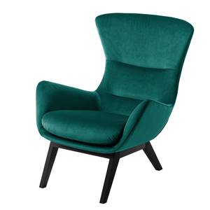 Fauteuil Hepburn I fluweel - Velours Shyla: Petrolblauw - Zwart