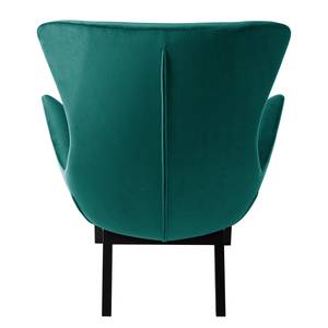 Fauteuil Hepburn I fluweel - Velours Shyla: Petrolblauw - Zwart