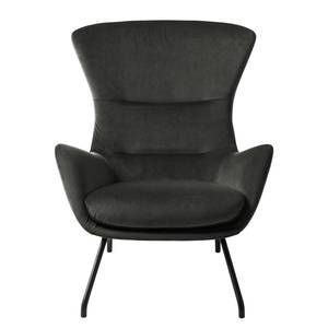 Fauteuil Hepburn II Velours - Velours Shyla: Vert de gris - Noir