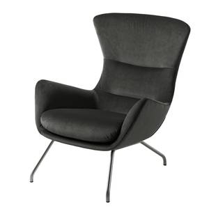 Fauteuil Hepburn III fluweel - Velours Shyla: Rookgroen - Chroomkleurig mat