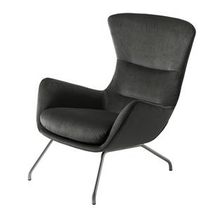 Fauteuil Hepburn III fluweel - Velours Shyla: Rookgroen - Chroomkleurig mat