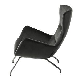 Fauteuil Hepburn III fluweel - Velours Shyla: Rookgroen - Chroomkleurig mat