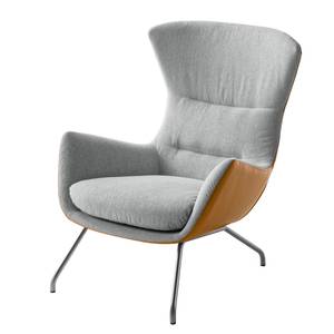 Fauteuil Hepburn II Tissu / Cuir véritable - Chrome mat - Gris clair / Cognac - Gris clair / Cognac - Chrome mat