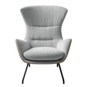 Fauteuil Hepburn II Tissu / Cuir véritable - Noir - Gris clair / Cognac - Gris clair / Cognac - Noir