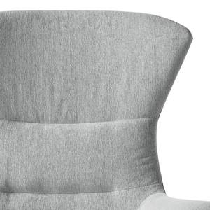 Fauteuil Hepburn II Tissu / Cuir véritable - Gris clair / Cognac - Noir