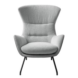 Fauteuil Hepburn II Tissu / Cuir véritable - Gris clair / Gris - Noir