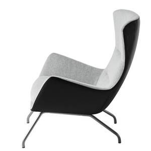 Fauteuil Hepburn II Tissu / Cuir véritable - Chrome mat - Gris clair / Noir - Gris clair / Noir - Chrome mat