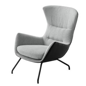 Fauteuil Hepburn II Tissu / Cuir véritable - Noir - Gris clair / Noir - Gris clair / Noir - Noir