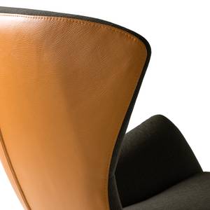 Sessel Hepburn II Schwarzbraun / Cognac - Chrom glänzend