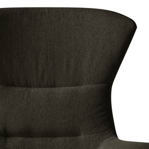 Fauteuil Hepburn II Tissu / Cuir véritable - Marron-noir / Cognac - Chrome mat