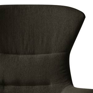 Fauteuil Hepburn II Tissu / Cuir véritable - Marron-noir / Cognac - Noir