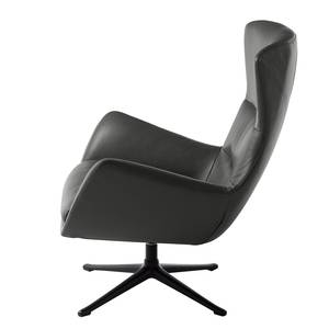 Fauteuil HEPBURN met kruisvoet echt leer - Echt leer Neka: Grijs - Zwart