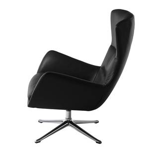 Fauteuil Hepburn III Cuir véritable - Cuir véritable Neka : Noir - Chrome brillant