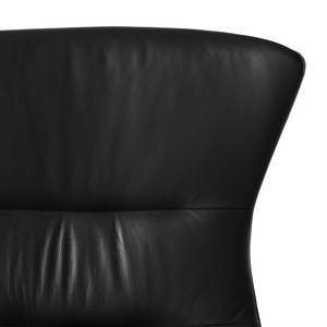 Fauteuil HEPBURN met kruisvoet echt leer - Echt leer Neka: Zwart - Chroomkleurig glanzend