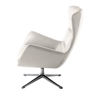 Fauteuil Hepburn III Cuir véritable - Cuir véritable Neka : Blanc - Chrome brillant