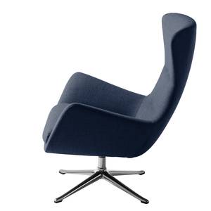 Fauteuil HEPBURN met kruisvoet geweven stof - Geweven stof Milan: Lichtblauw - Chroomkleurig glanzend