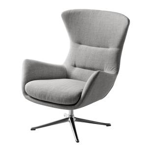 Fauteuil HEPBURN met kruisvoet geweven stof - Geweven stof Milan: Lichtgrijs - Chroomkleurig glanzend