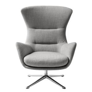 Fauteuil HEPBURN met kruisvoet geweven stof - Geweven stof Milan: Lichtgrijs - Chroomkleurig glanzend