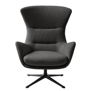 Fauteuil HEPBURN met kruisvoet geweven stof - Geweven stof Milan: Antraciet - Zwart