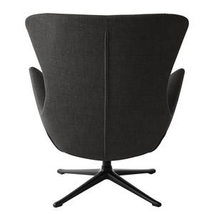 Fauteuil HEPBURN met kruisvoet geweven stof - Geweven stof Milan: Antraciet - Zwart