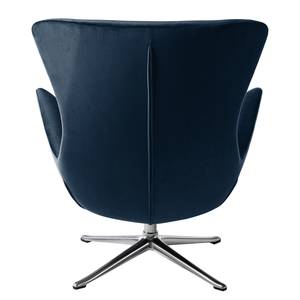 Fauteuil HEPBURN met kruisvoet fluweel - Velours Shyla: Donkerblauw - Chroomkleurig glanzend